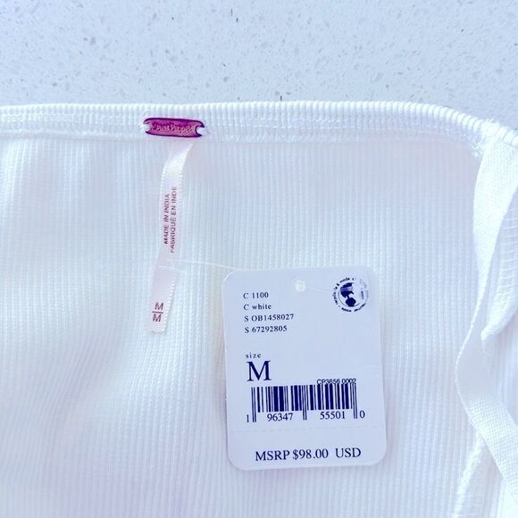 NWT Free People Have My Heart Tank White Cropped Lace Button Front Key Hole - Picture 6 of 12